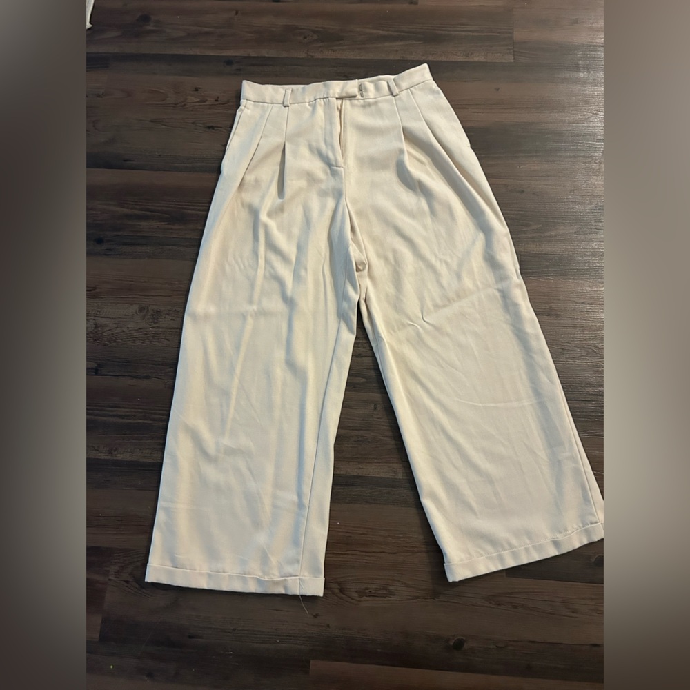 Free People Pleated Trousers in cream/light khaki